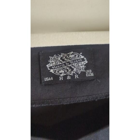 Hearts & Roses Black Pinup Fit and Flare Dress Sweetheart Neckline Women's 4 - Picture 2 of 8